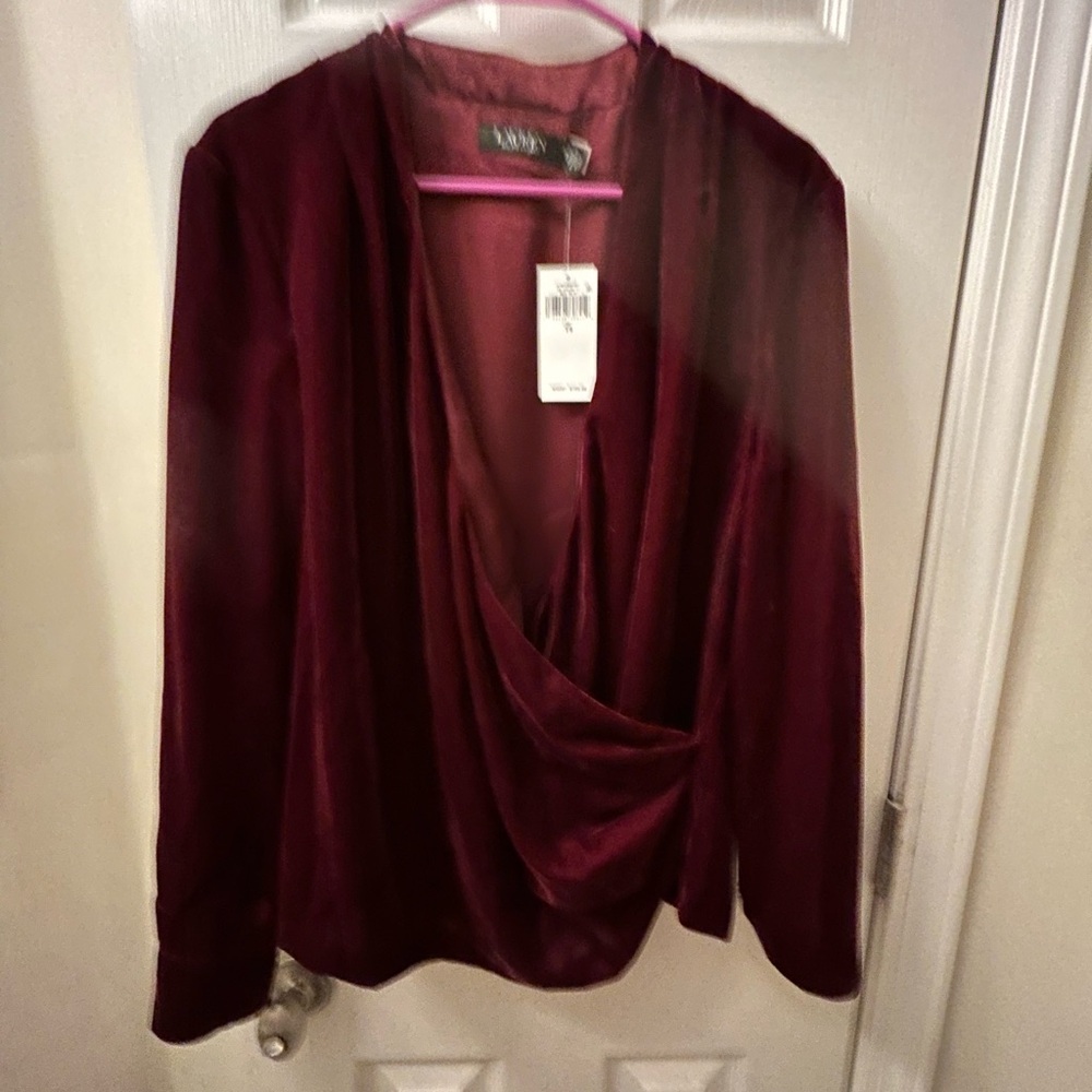 Lauren Ralph Lauren Burgundy Velvet Blouse